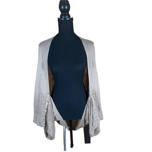 Soft Surroundings Linen Blend Beige Open Front Cardigan Sweaters‎ Size Large